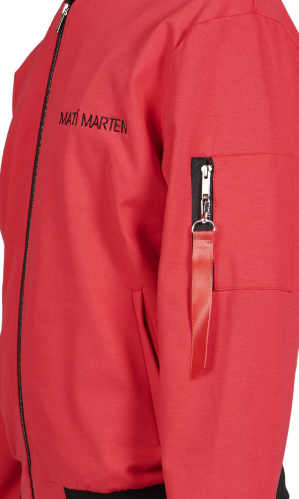 Bomber rosso tessuto punto Milano - immagine 3