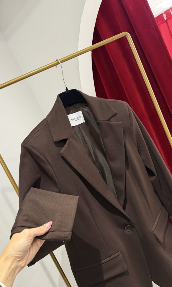 Blazer marrone Essential in punto milano - immagine 6