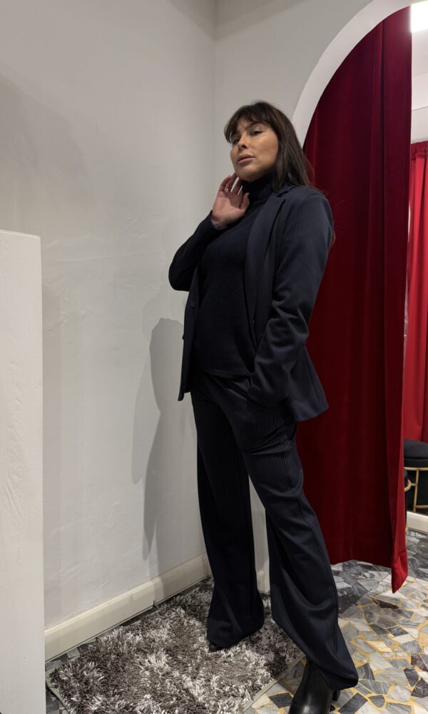 Pantalone blu gessata Essential in punto milano - immagine 6