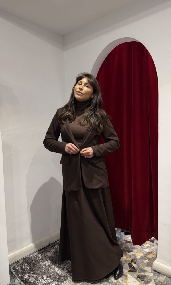 Blazer marrone Essential in punto milano - immagine 3
