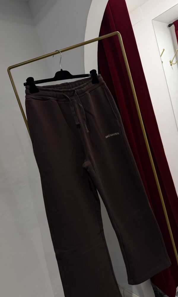 Pantalone marrone palazzo con logo ricamato - 500gr