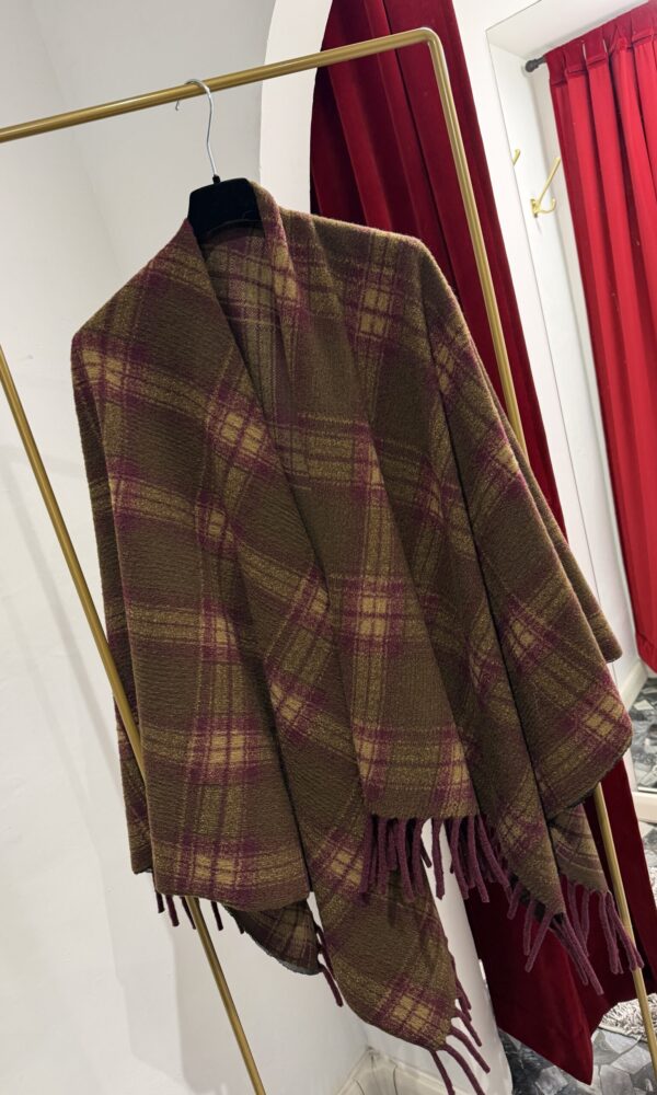 Mantella cammello e bordeaux Check Bordeaux