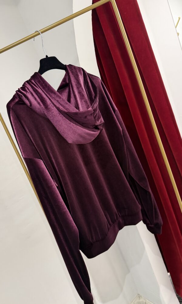 Set coordinato amaranto in ciniglia felpa e pantalone - immagine 4