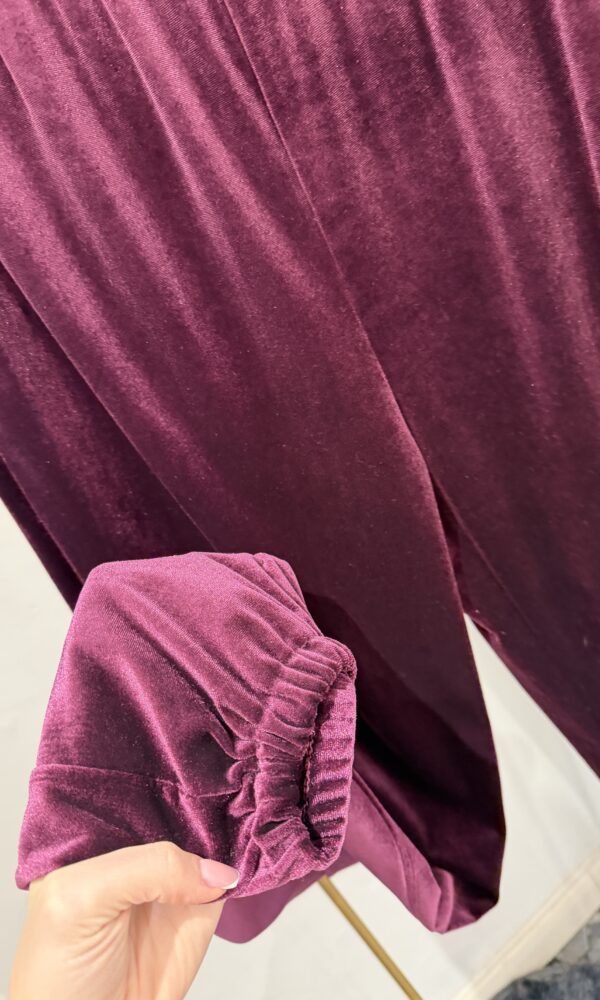 Set coordinato amaranto in ciniglia felpa e pantalone - immagine 7