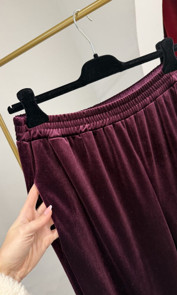 Set coordinato amaranto in ciniglia felpa e pantalone - immagine 8