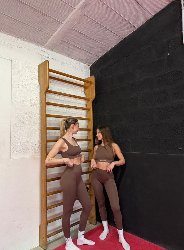 Leggins moca a vita alta a costine - immagine 2