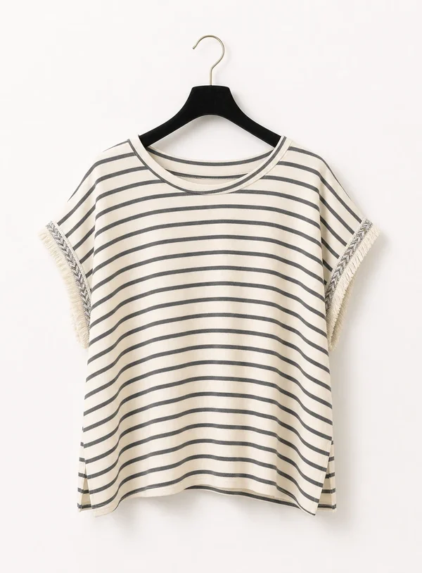 T-shirt Righe Gondola - Manica Ampia Salvia - immagine 1