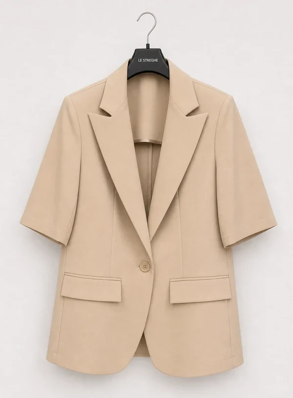 Giacca Completo Fluido Manica Corta Beige - immagine 1
