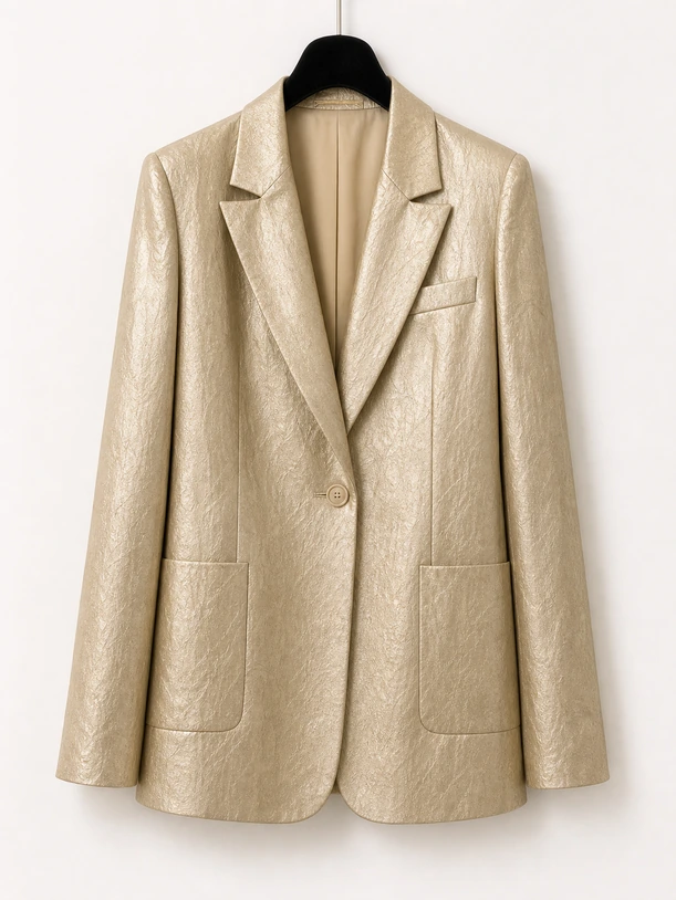 Blazer Gold Stropicciato con coulisse sulle maniche