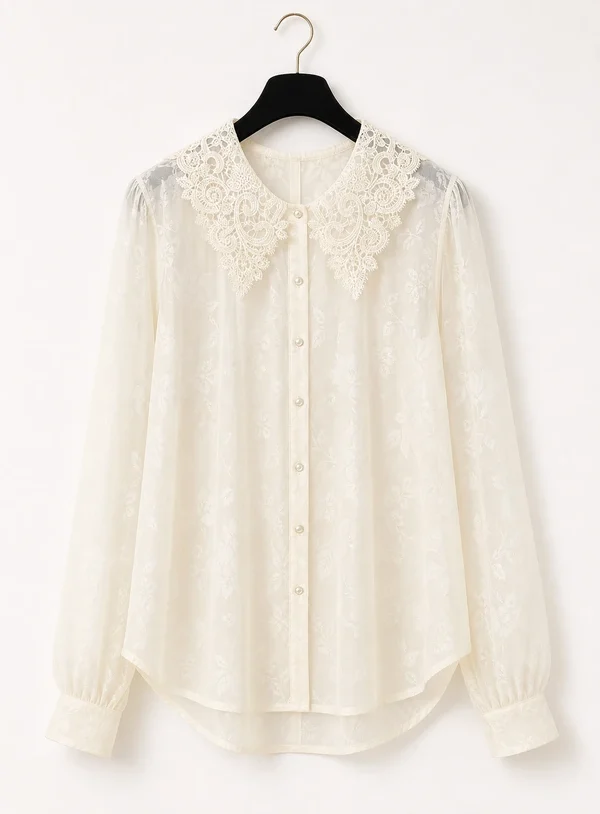 Camicia in Mussola Ricamo Fiori - immagine 1