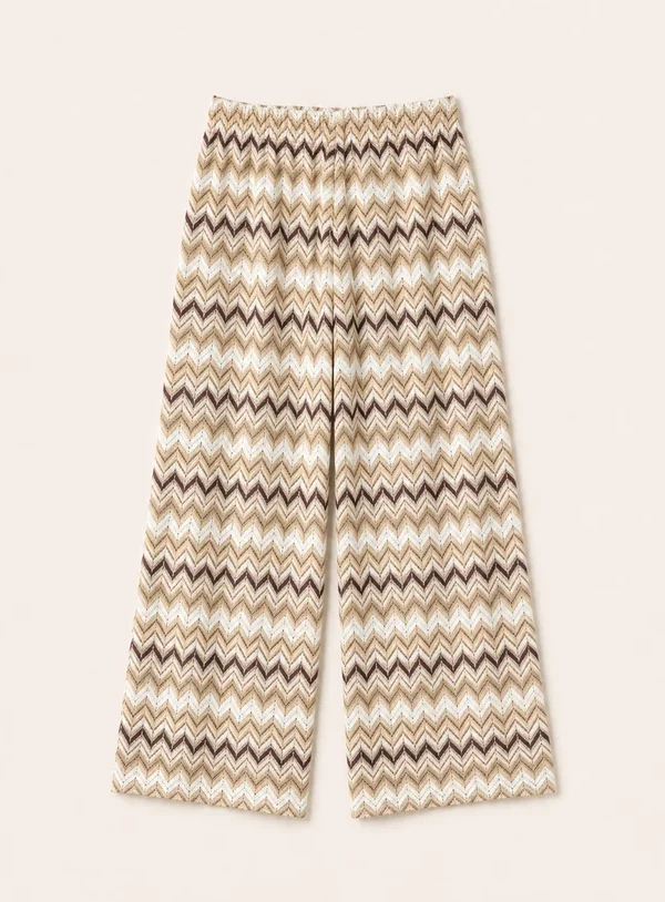 Pantalone dritto con elastico in vita - Completo traforato stampa Missoni - immagine 1