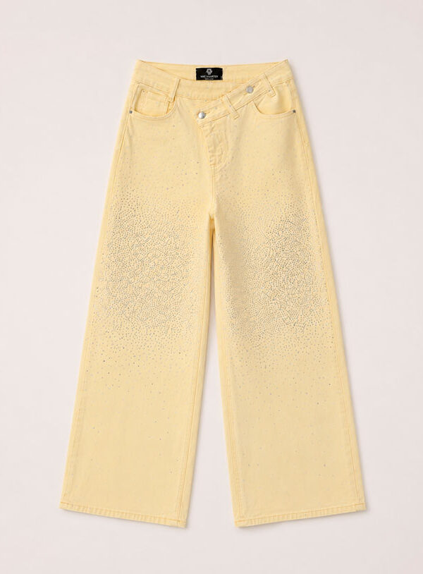 Denim Crema Abbottonatura Asimmetrica con Stras - immagine 1