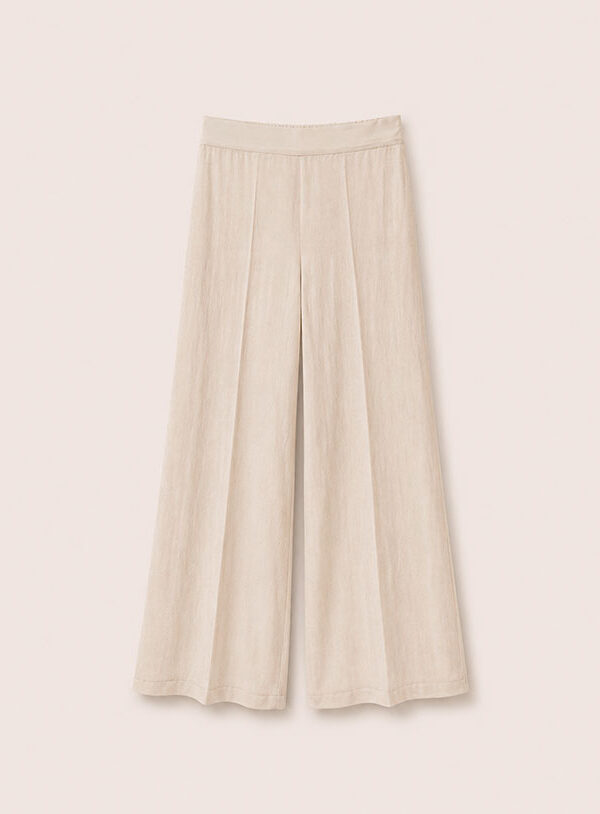 Completo sabbia pantalone a palazzo con elastico sul retro - immagine 1