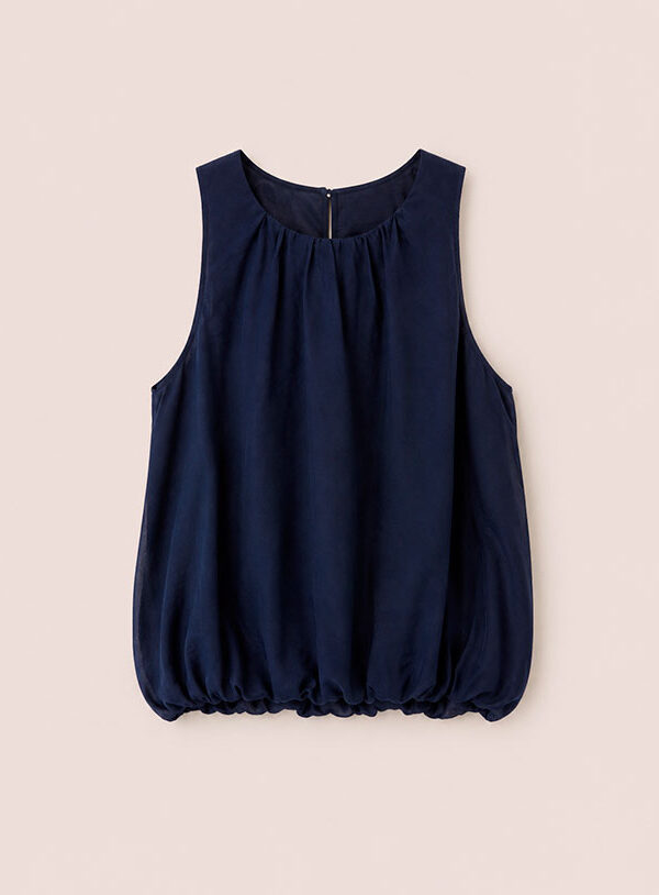 Top spalle larghe - Completo balloon tessuto mussola blu - immagine 1