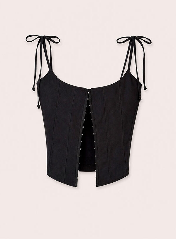 Top Corsetto in Cotone Nero - immagine 1