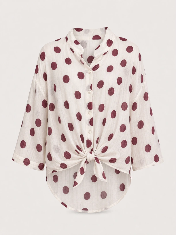 Camicia pois india con fiocco